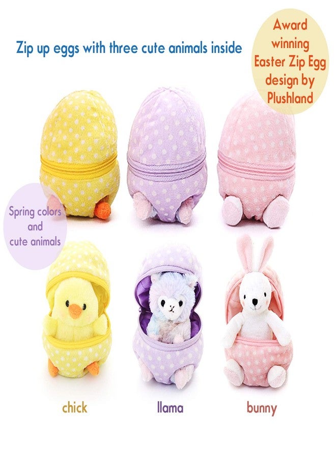 Plushland دمية محشوة من القطيفة من Plushland، 6 بوصات، مزودة بسحاب، مخبأ بيضة، ألوان باستيل صفراء لطيفة ونقاط بولكا، ألوان عيد الفصح، مستوحاة من الربيع، هدية للبنات والأولاد في عيد الميلاد وعيد الأم (كتكوت عيد الفصح). - Image 5